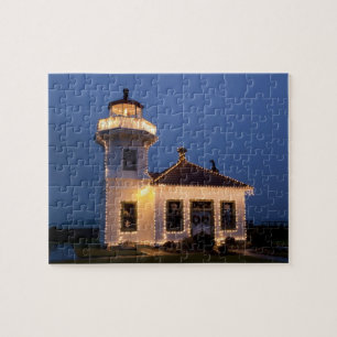USA, Washington, Mukilteo. Mukilteo Lighthouse Jigsaw Puzzle