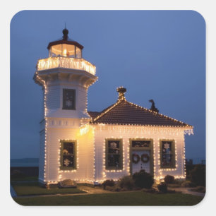 USA, Washington, Mukilteo. Mukilteo Lighthouse Square Sticker