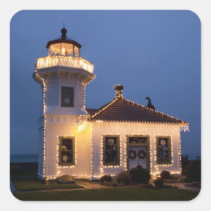 USA, Washington, Mukilteo. Mukilteo Lighthouse Square Sticker