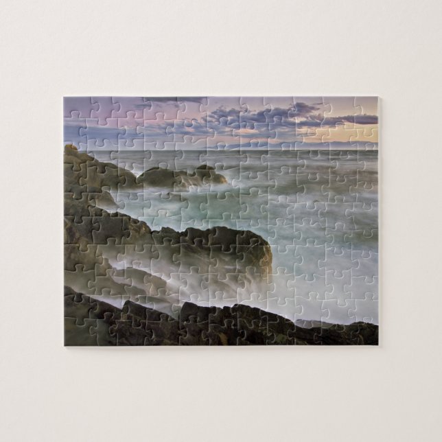 USA, Washington, San Juan Islands.  Waves crash Jigsaw Puzzle (Horizontal)