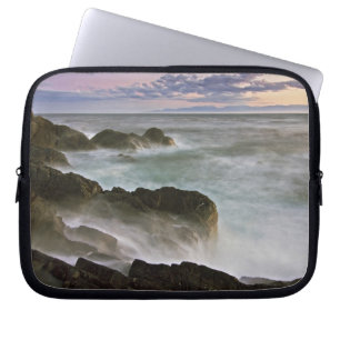 USA, Washington, San Juan Islands. Waves crash Laptop Sleeve
