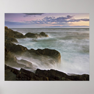 USA, Washington, San Juan Islands.  Waves crash Poster