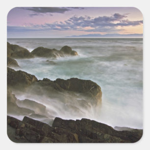 USA, Washington, San Juan Islands.  Waves crash Square Sticker