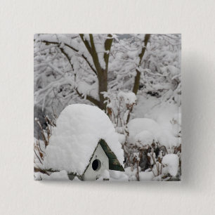 USA, Washington, Seabeck. Close-up of bird house 15 Cm Square Badge