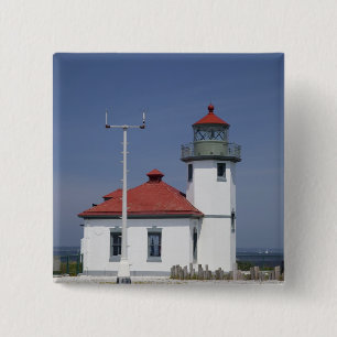 USA, Washington, Seattle, Alki Point Lighthouse, 15 Cm Square Badge