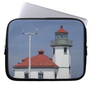 USA, Washington, Seattle, Alki Point Lighthouse, Laptop Sleeve