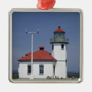 USA, Washington, Seattle, Alki Point Lighthouse, Metal Tree Decoration