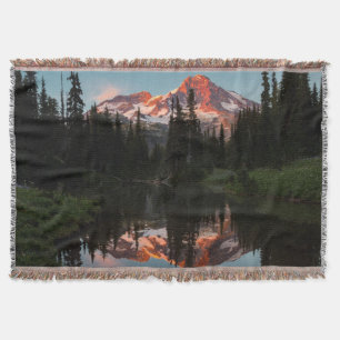 USA, Washington State. Mt. Rainier Reflected Throw Blanket