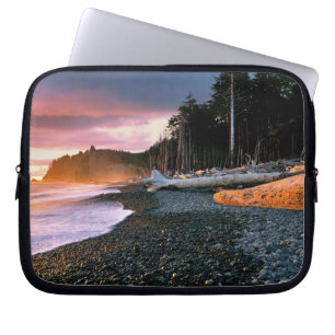 USA, Washington State, Olympic NP. Waves lap the Laptop Sleeve