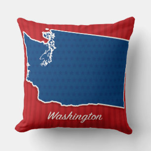 USA Washington State Patriotic Stars Stripes Map Cushion