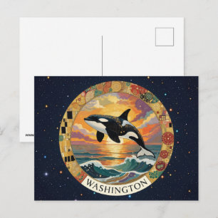 USA Washington state symbols Postcard