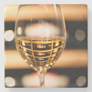 USA, Washington, Walla Walla. Wine Glass Stone Coaster