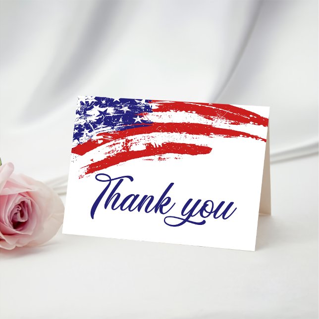 USA Watercolor American Flag Military Patriotic Thank You Card (Creator Uploaded)