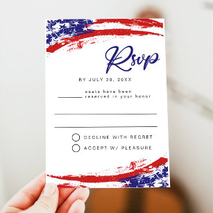USA Watercolor American Flag Party RSVP Postcard
