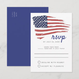 USA Watercolor American Flag Party RSVP Postcard
