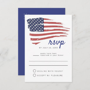 USA Watercolor American Flag Party RSVP Postcard