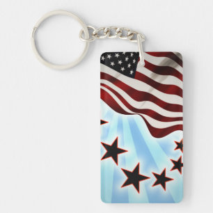 Usa wave flag key ring