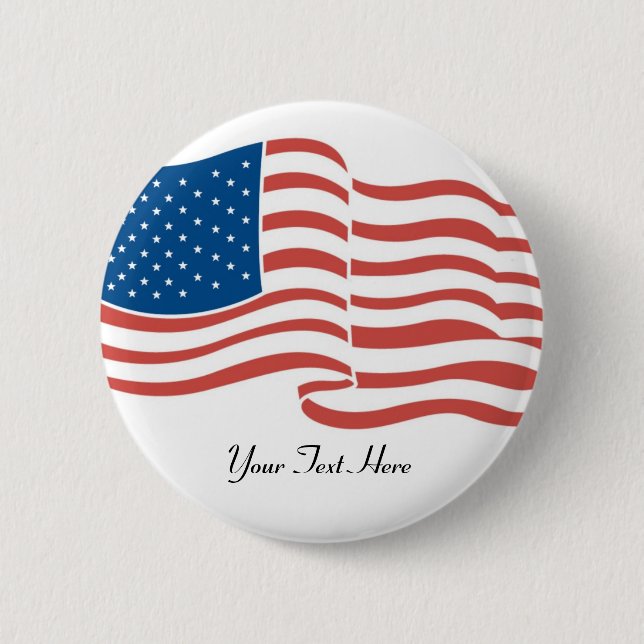 USA-Waving Flag 6 Cm Round Badge (Front)