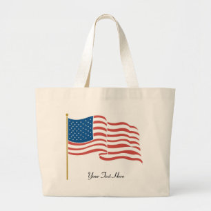 USA-Waving Flag Large Tote Bag