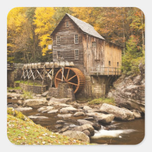 USA, West Virginia, Clifftop. Babcock State 2 Square Sticker