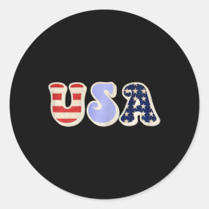 Usa With American Flag For Teen Girls Women Adult  Classic Round Sticker