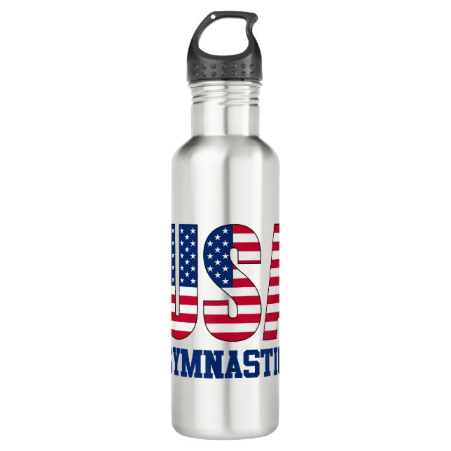 USA with American Flag Gymnastics Sports 710 Ml Water Bottle (Front)