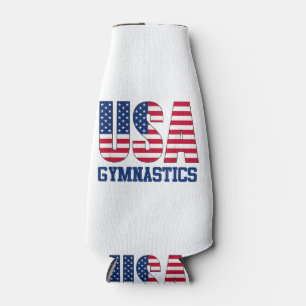 USA with American Flag Gymnastics Sports Bottle Cooler