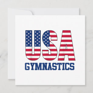 USA with American Flag Gymnastics Sports Invitation