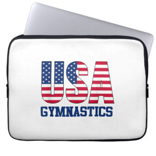 USA with American Flag Gymnastics Sports Laptop Sleeve