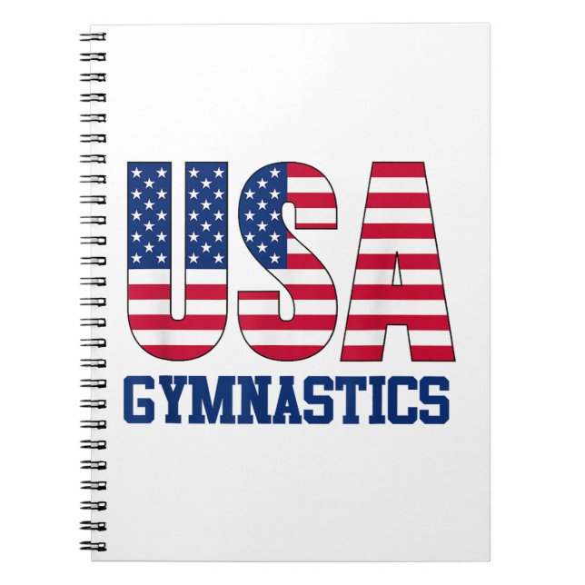 USA with American Flag Gymnastics Sports Notebook (Front)
