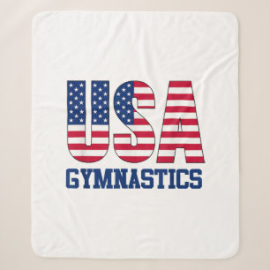 USA with American Flag Gymnastics Sports Sherpa Blanket