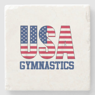 USA with American Flag Gymnastics Sports Stone Coaster