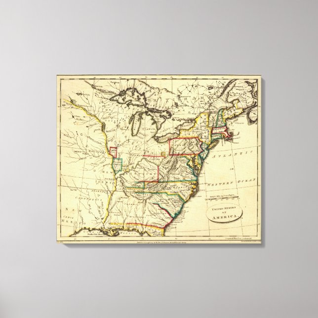 USA with boundaries outlined Canvas Print (Front)