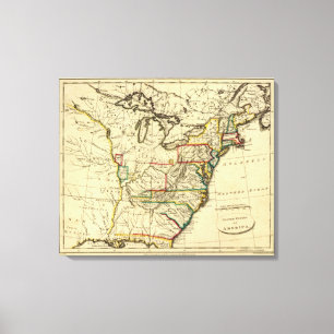 USA with boundaries outlined Canvas Print