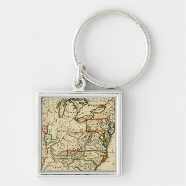 USA with boundaries outlined Key Ring (Front)