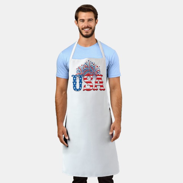 USA with fireworks  All-Over Print Apron (Worn)