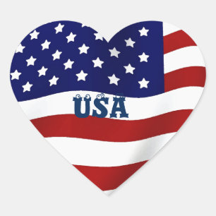 USA-With Love_ Heart Sticker