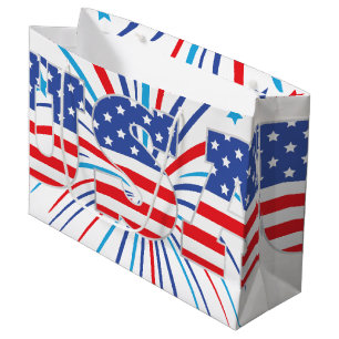USA with red white and blue fireworks Large Gift Bag