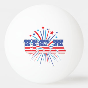USA with red white and blue fireworks Ping Pong Ball