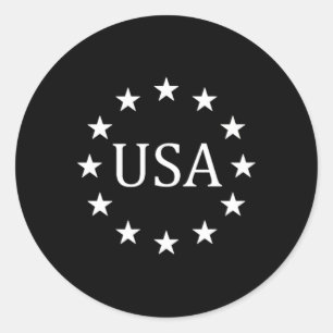 Usa With Stars Patriotic  Classic Round Sticker
