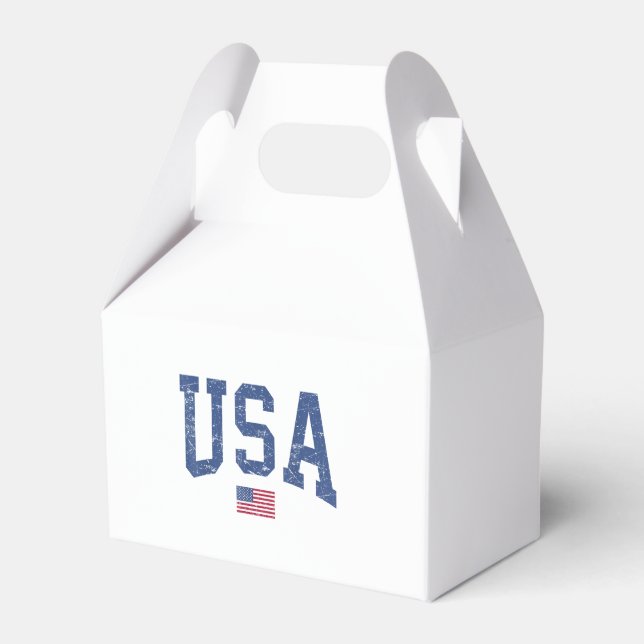 USA Women Men Kids Patriotic American Flag Distres Favour Box (Front Side)