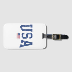 USA Women Men Kids Patriotic American Flag Distres Luggage Tag