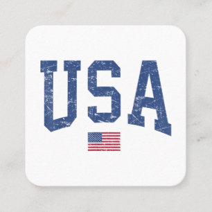 USA Women Men Kids Patriotic American Flag Distres Square Business Card