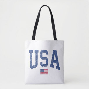 USA Women Men Kids Patriotic American Flag Distres Tote Bag