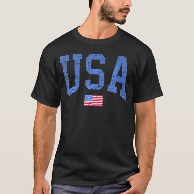 Usa Women Men Patriotic American Flag Distressed T-Shirt (Front)