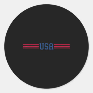 Usa Women Men Patriotic American White 4th Of July Classic Round Sticker