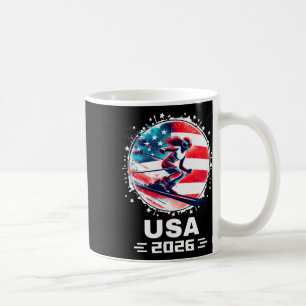 Usa Women United States American Flag Ski Skiing U Coffee Mug