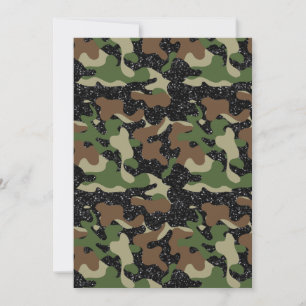 USA Woodland Camo Camouflage Army sparkle colour Invitation