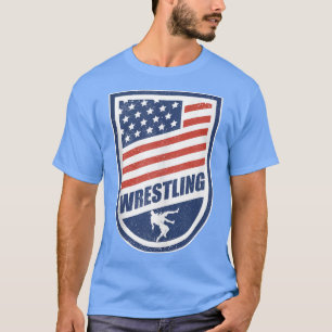 Usa Wrestling American Flag Patriotic Wrestler T-Shirt