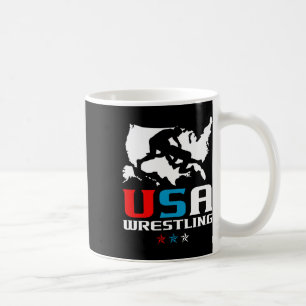 Usa Wrestling Independence Day American Flag Wrest Coffee Mug
